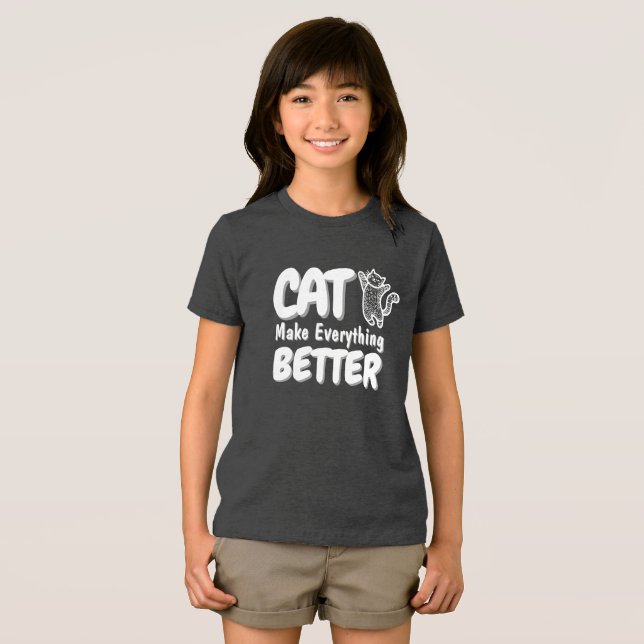 Cat Makes Everything Better - Customise  Tri-Blend Shirt (Front Full)