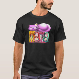Cat Mama Cat Peace Sleeping Pink Flower Butterfly T-Shirt