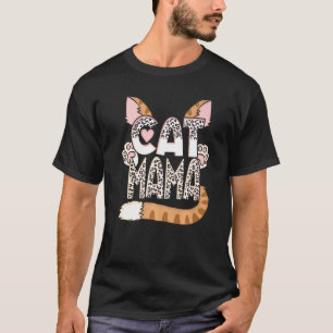 Cat Mama Leopard Pattern Kitten Women Girls T-Shirt