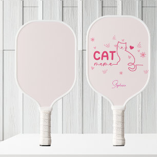 Cat Mama Personalized-Pink Cute Cat Design Pickleball Paddle