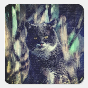 Cat, Mammal, Animal Square Sticker