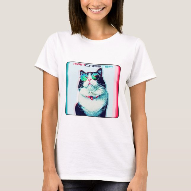 Cat Manchester in glasses T-Shirt (Front)