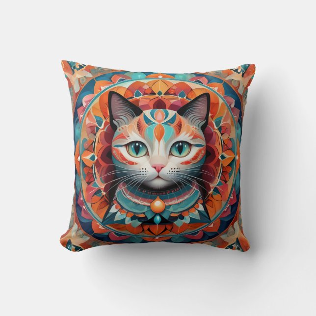 Cat Mandala Cushion (Front)