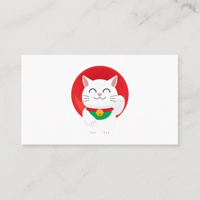 Cat Maneki Neko Japan Lucky Cat Funny Gift Idea Business Card (Front)