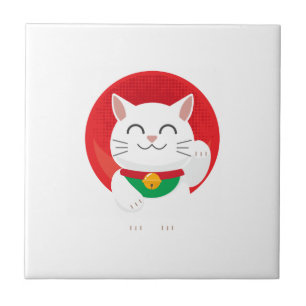 Cat Maneki Neko Japan Lucky Cat Funny Gift Idea Tile