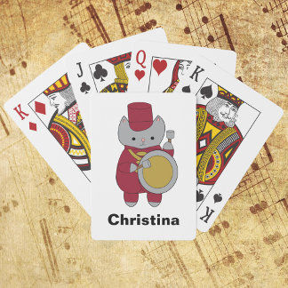 Cat Marching Band Personalise Maroon and Gold Playing Cards