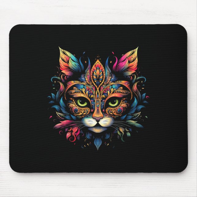 Cat Mardi Gras 1  Mouse Mat (Front)