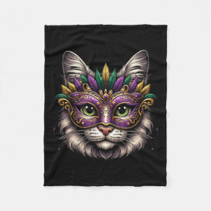 Cat Mardi Gras For Women Girls Cat Lover New Orlea Fleece Blanket