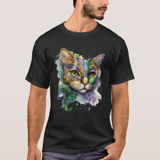 Cat Mardi Gras Happy Mardi Gras Carnival Cat  Kitt T-Shirt (Front)