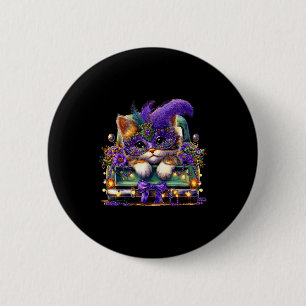 Cat Mardi Gras Truck Nola Cute Kids Boys Girls Wom 6 Cm Round Badge