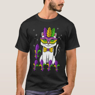 Cat Masquerade Party Mask Mardi Gras Purple Green T-Shirt