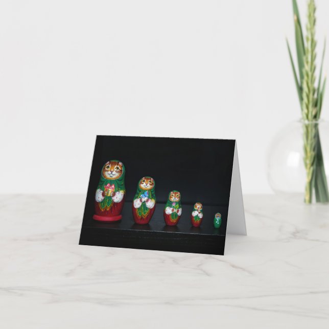 Cat Matryoshka Christmas Card (Front)