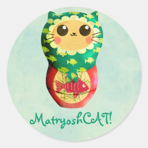 Cat Matryoshka Doll Classic Round Sticker