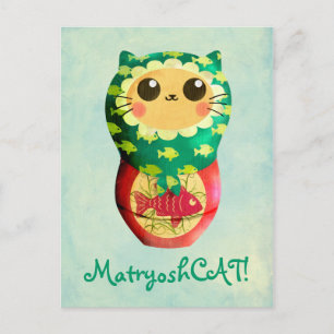 Cat Matryoshka Doll Postcard