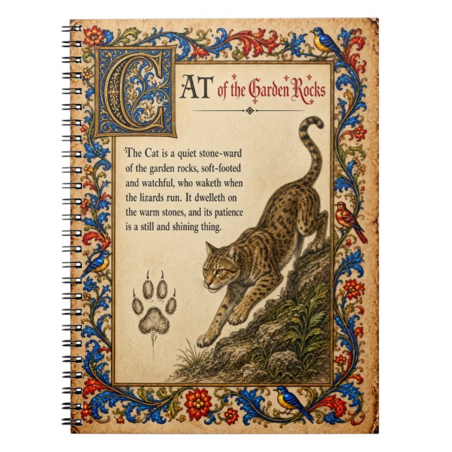 Cat, Mediaeval Bestiary Art Notebook (Front)