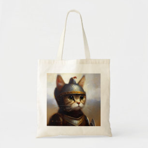 Cat Mediaeval Knight Tote Bag