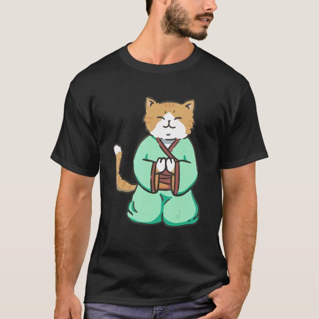 Cat Meditation Yoga Cute Cat Meditating Cool Cat Y T-Shirt (Front)
