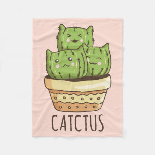 Cat Meets Cactus Fleece Blanket