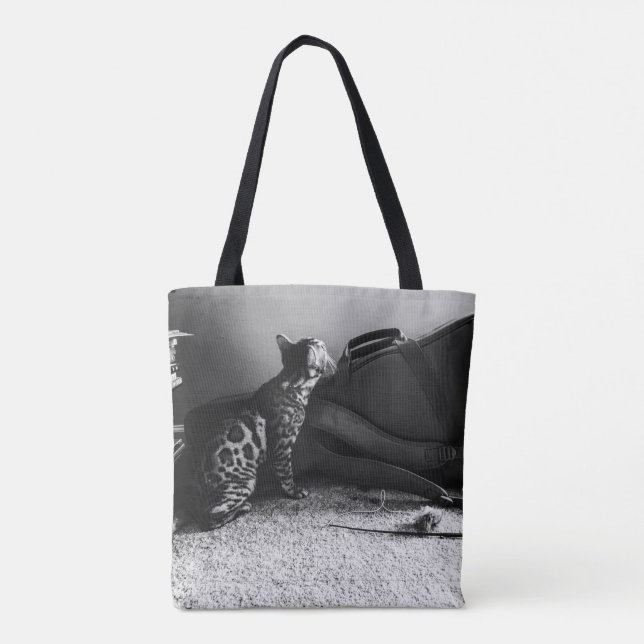 Cat meets guitar tote bag (Back)