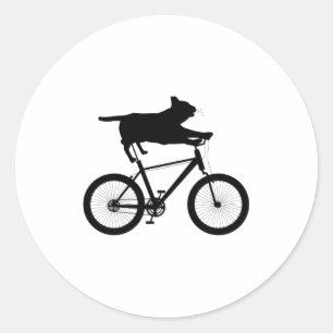 Cat meh Riding Bicycle Funny Classic Round Sticker