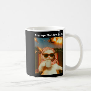 Cat Meme Average Monday 9am Funny Sarcastic Back T Coffee Mug