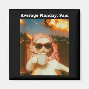 Cat Meme Average Monday 9am Funny Sarcastic Back T Magnet