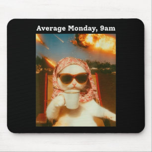Cat Meme Average Monday 9am Funny Sarcastic Back T Mouse Mat