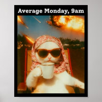 Cat Meme Average Monday 9am Funny Sarcastic Back T