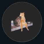 Cat Meme Cat Smoking Cigarette _1  Classic Round Sticker<br><div class="desc">Cat Meme Cat Smoking Cigarette _1</div>