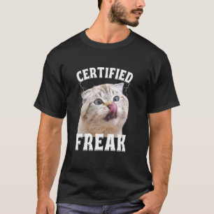 Cat Meme Certified Freak Eat Cement Cursed Cat Fun T-Shirt