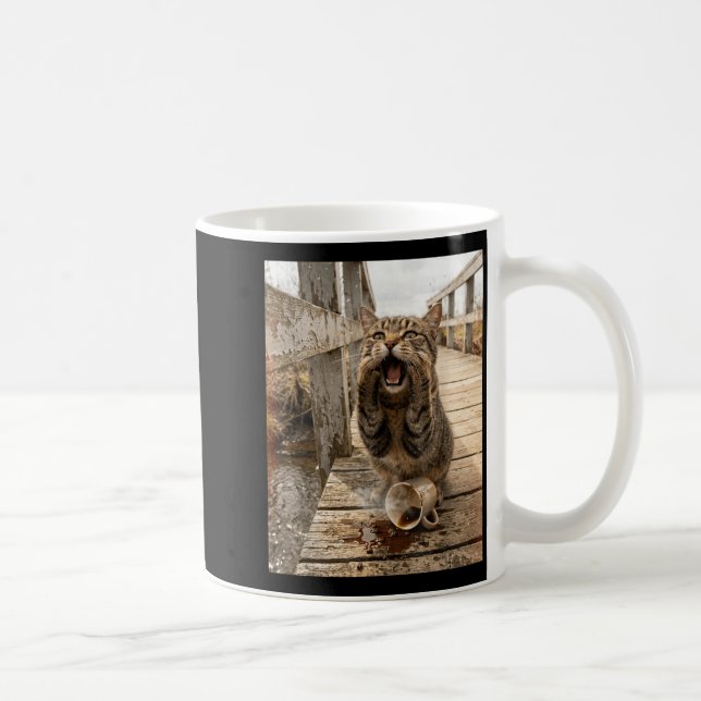 Cat Meme Funny Cat Lover Meme Humour Coffee Lover Mug (Right)