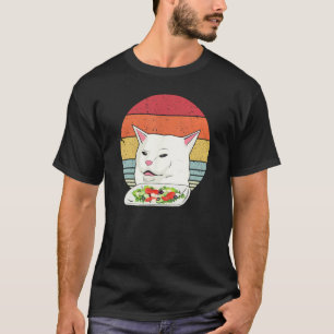 Cat Meme Funny, Retro Yelling At Cats Eating Salad T-Shirt