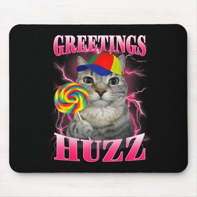 Cat Meme Greetings Huzz Funny Lollipop Mouse Mat (Front)