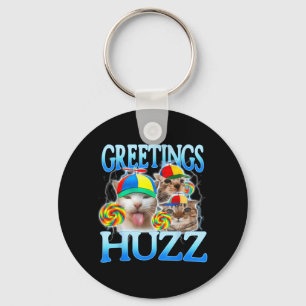 Cat Meme Greetings Huzz Funny Silly Cats Lover Key Ring