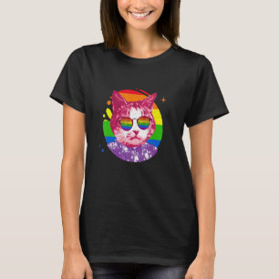 Cat Meme Rainbow Sunglasses Lgbt Pride Love T-Shirt