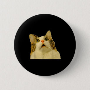 Cat Meme Shock Cat Face Funny Meme Cat Silly Gift  6 Cm Round Badge