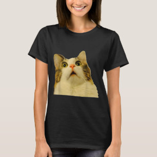 Cat Meme Shock Cat Face Funny Meme Cat Silly Gift  T-Shirt