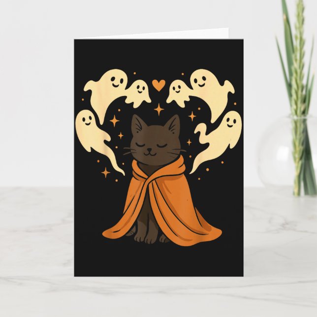 Cat Meme Soky Cute Black Halloween  Card (Front)