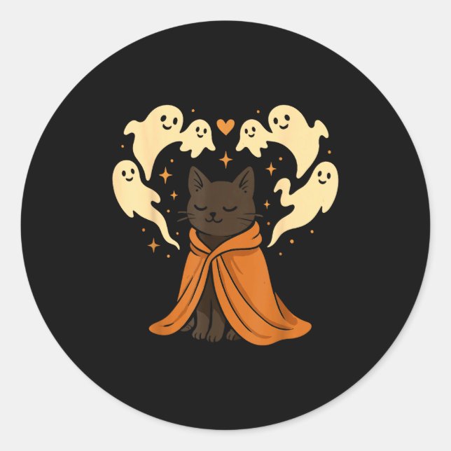 Cat Meme Soky Cute Black Halloween  Classic Round Sticker (Front)