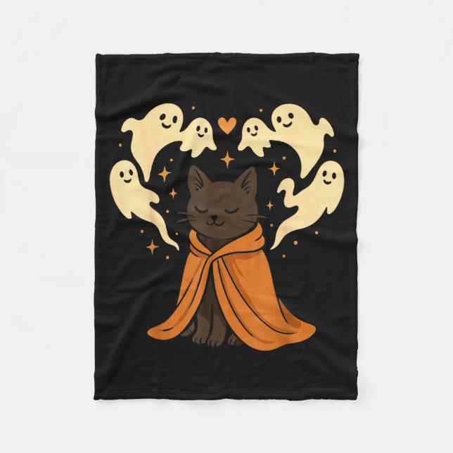 Cat Meme Soky Cute Black Halloween  Fleece Blanket (Front)