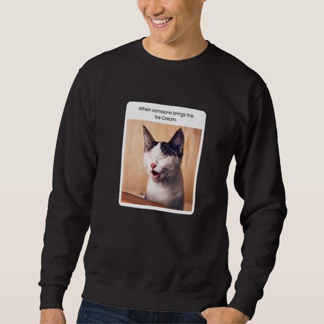 Cat Meme When Someone Brings Me Icecream Sweatshirt (Front)