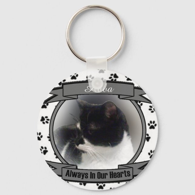 Cat Memorial Always In Our Hearts Key Ring (Front)
