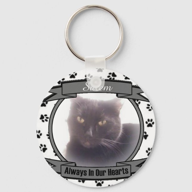 Cat Memorial Always In Our Hearts Key Ring (Front)