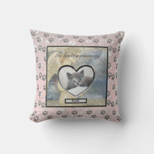 Cat Memorial Angel Paws Photo Personalised Cushion