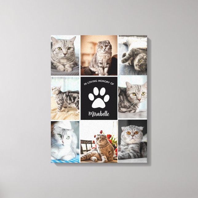 Cat Memorial Custom Photo Collage In Loving Memory Canvas Print (Front)