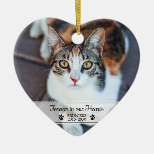 Cat Memorial Forever In Our Hearts Photo Ceramic Tree Decoration