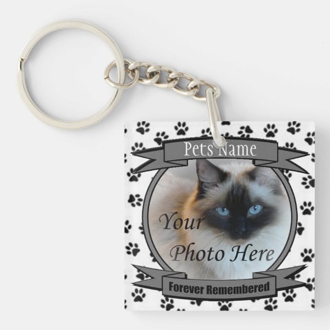 Cat Memorial - Forever Remembered - Pet Loss Cat Key Ring (Front)