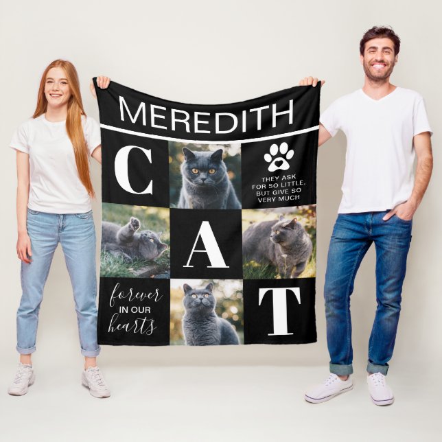 Cat Memorial Gift | Pet Loss Photo Fleece Blanket (In Situ)