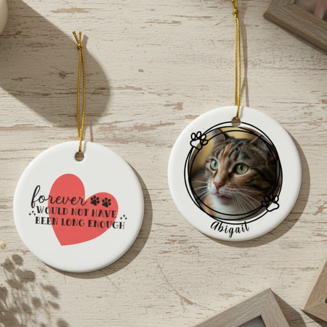 Cat Memorial – Heartfelt Pet Loss Keepsake Ceramic Tree Decoration (Pet memorial ceramic ornament)