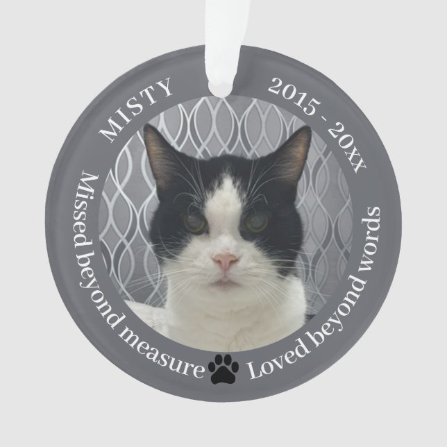 Cat Memorial Missed Beyond Measure Pet Photo  Ornament (Front)